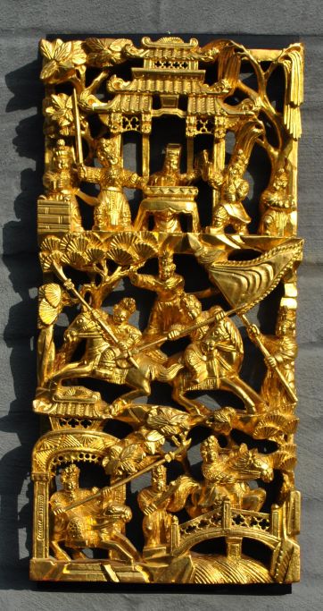 1stantik - Chinesische Holzschnitzerei, vergoldet, 19. Jahrhundert.